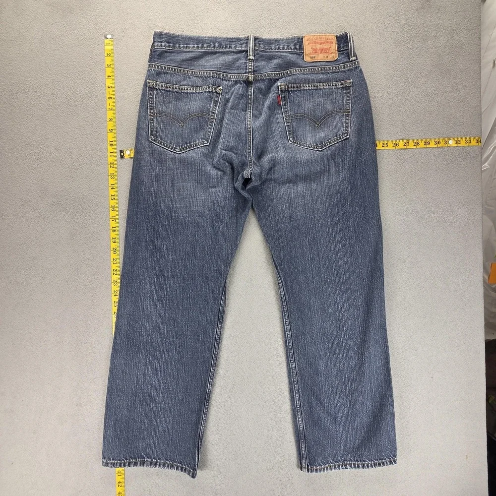 Levis 569 Jeans Mens Blue Medium Wash Loose Straight Zip Fly Relaxed Fits 36x30